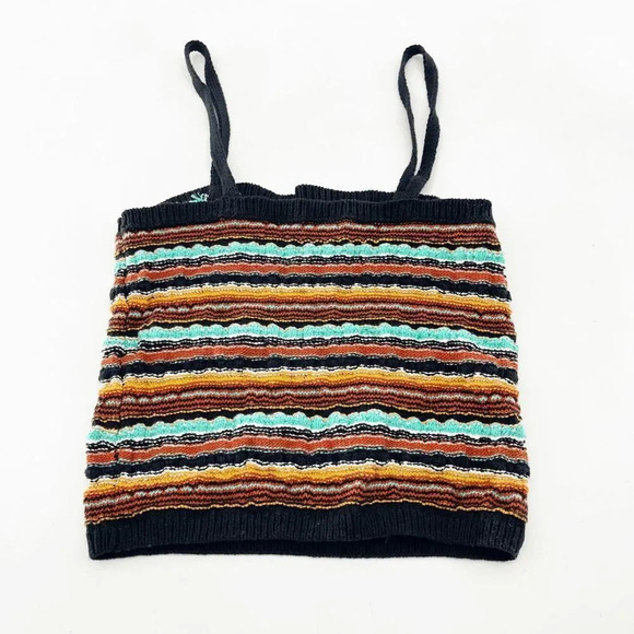 Forever 21 Striped Tank Top Women's Size‎ M Brown Blue Knit Scoop Neck Pullover - Picture 3 of 4